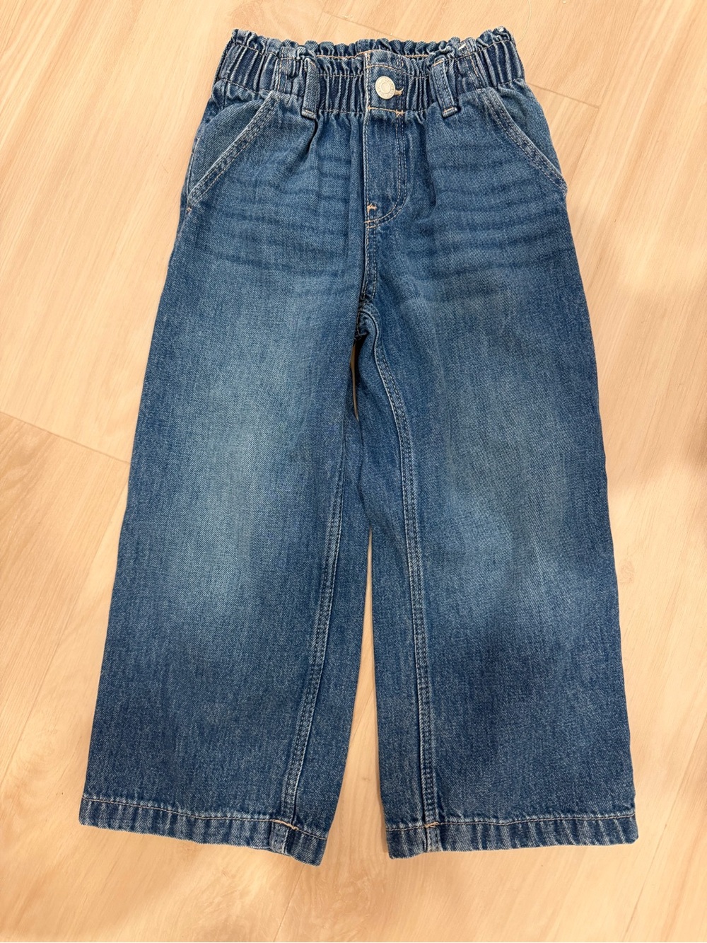 H&M Wide Leg Elastic-Waist Denim Jeans - Blue